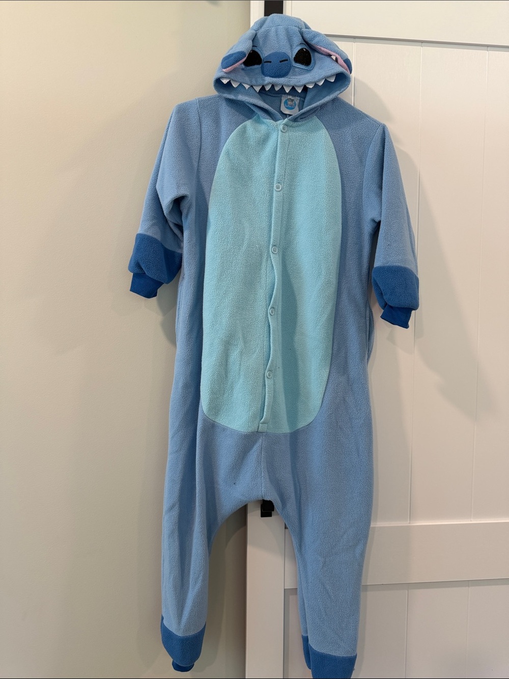 Disney Stitch Kids Blue Fleece One-Piece Hooded Pajamas
